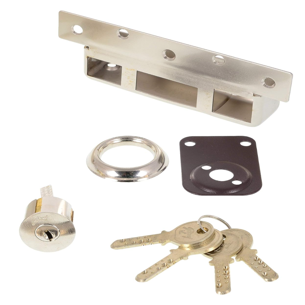 Godrej Rim Lock I Tribol 1 CK Latchbolt I For Home Main door I for Outside Opening Door  and LeftorRight Handed Doors I 4 Keys I 15 Year Warranty I Automatic Locking I Lacquer Finish